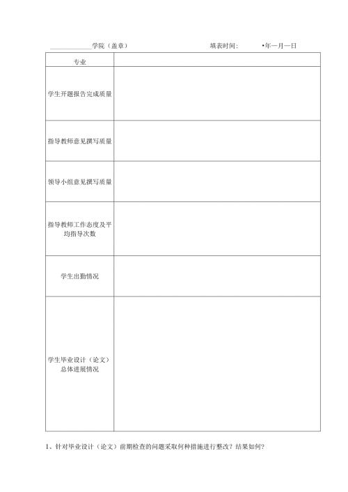 皖西学院本科毕业论文(设计)工作中期自查表.docx