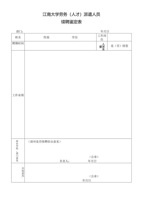 江南大学人事代理人员聘期考核表.docx