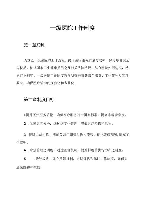 一级医院工作制度.docx