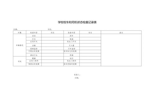 学校校车和司机状态检查记录表.docx