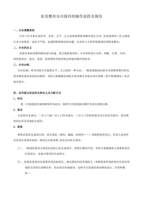 医美整形分诊接待的操作流程及规范.docx