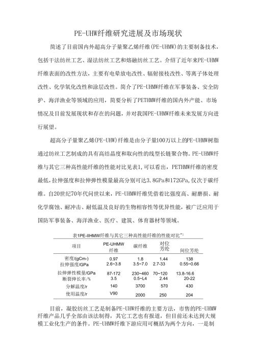 PE-UHMW纤维研究进展及市场现状.docx