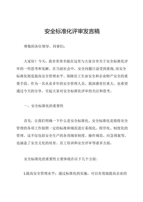 安全标准化评审发言稿.docx
