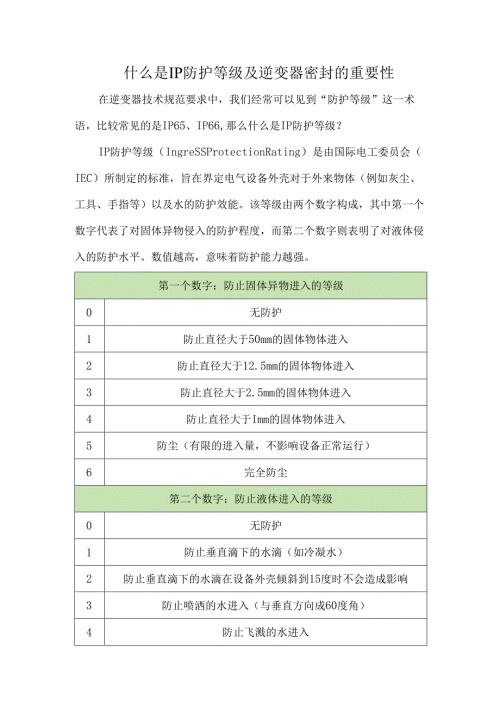 什么是IP防护等级及逆变器密封的重要性.docx
