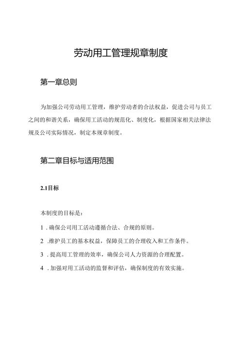 劳动用工管理规章制度.docx