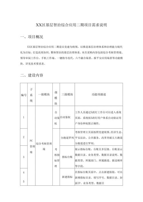 XX区基层智治综合应用二期项目需求说明.docx