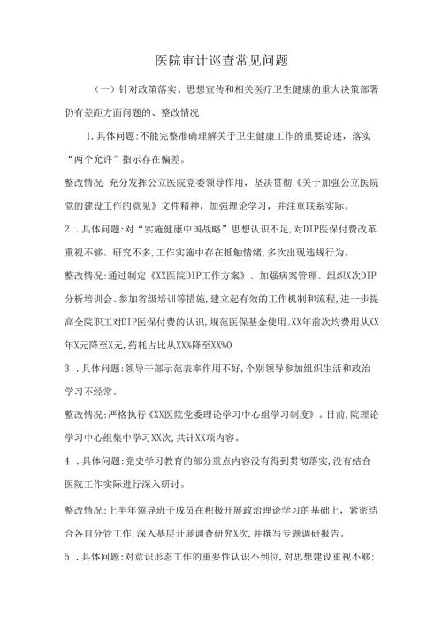 医院审计巡查常见问题.docx