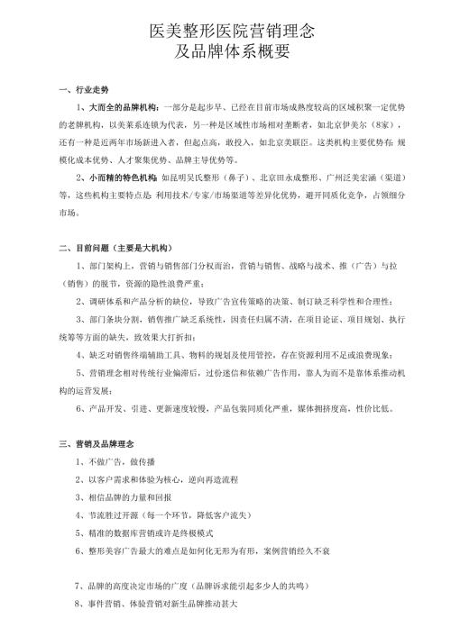 医美整形医院营销及品牌理念概要.docx