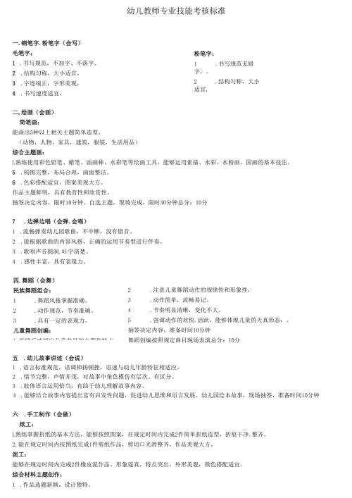 幼儿教师专业技能考核标准.docx
