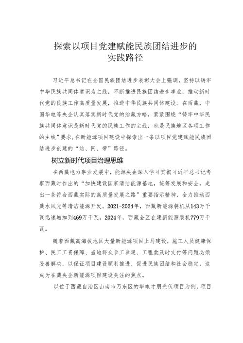探索以项目党建赋能民族团结进步的实践路径.docx