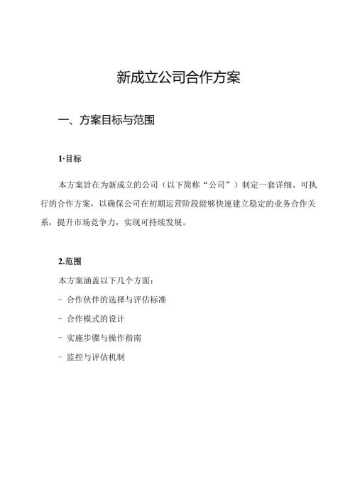 新成立公司合作方案.docx
