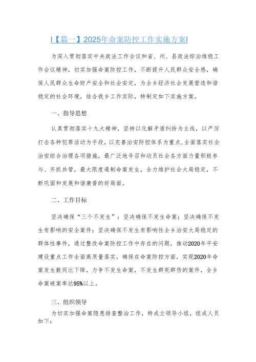 2025年命案防控工作实施方案七篇.docx