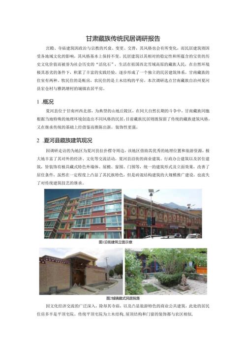 甘肃藏族传统民居调研报告.docx