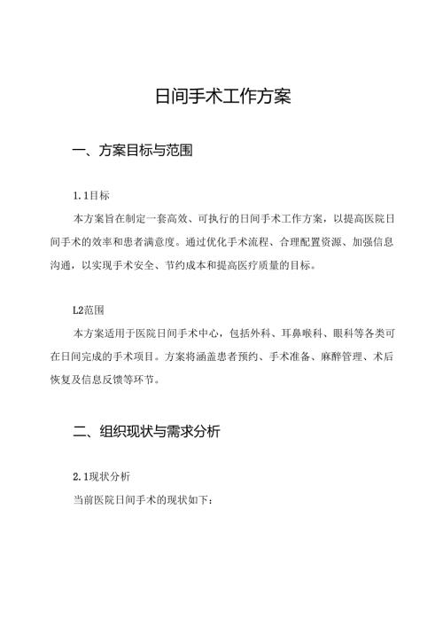 日间手术工作方案.docx
