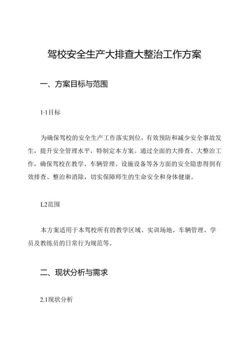 驾校安全生产大排查大整治工作方案.docx