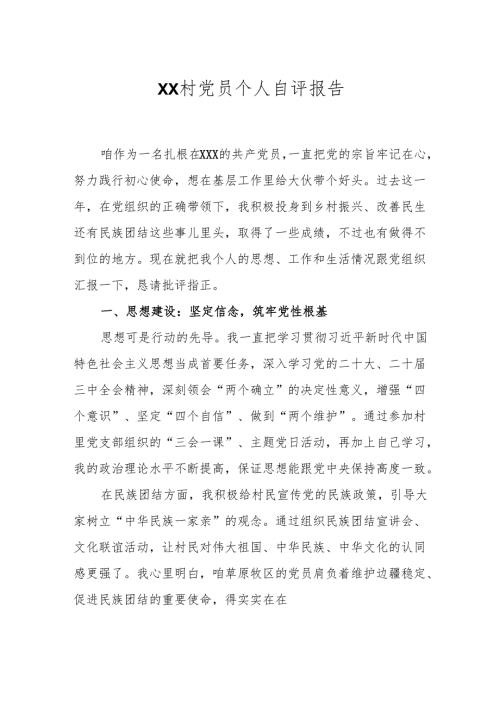 202501XX 村党员个人自评报告.docx