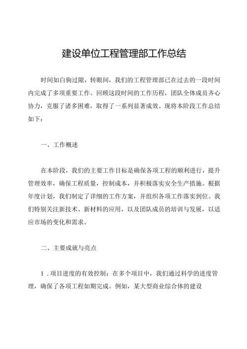 建设单位工程管理部工作总结.docx
