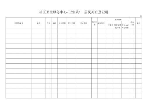 社区卫生服务中心、卫生院--居民死亡登记册.docx