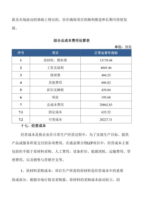 液晶聚合物LCP项目盈利能力分析报告（参考模板）.docx