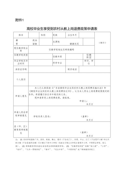高校毕业生享受到农村从教上岗退费政策申请表.docx