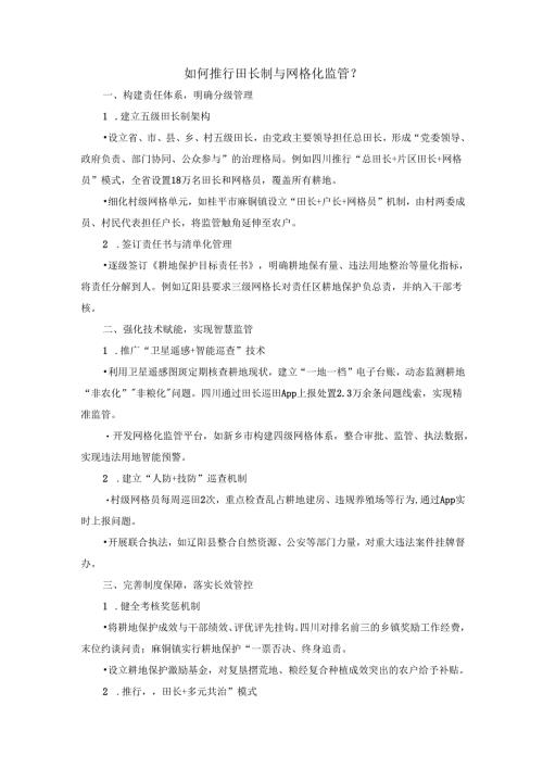 如何推行田长制与网格化监管？.docx