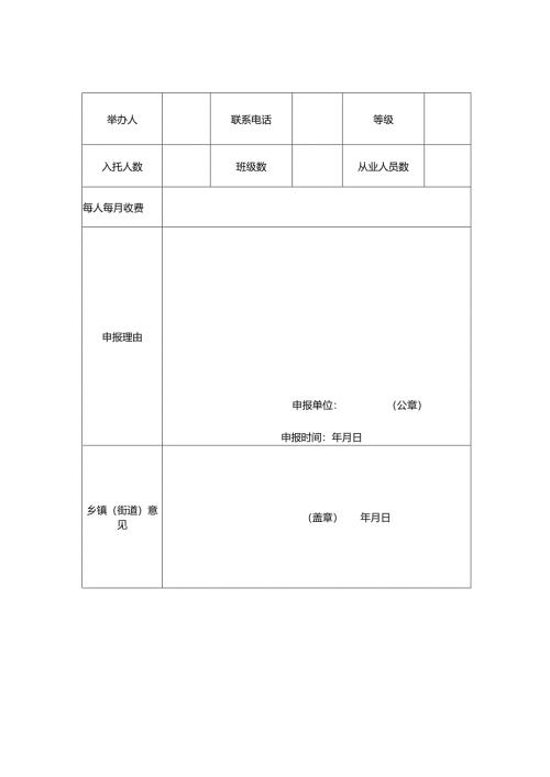 2025版《普惠性托育机构申报表》模板.docx