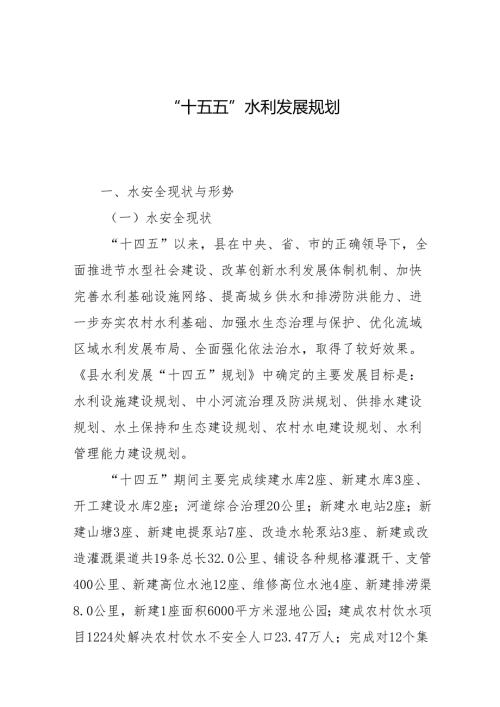 “十五五”水利发展规划.docx