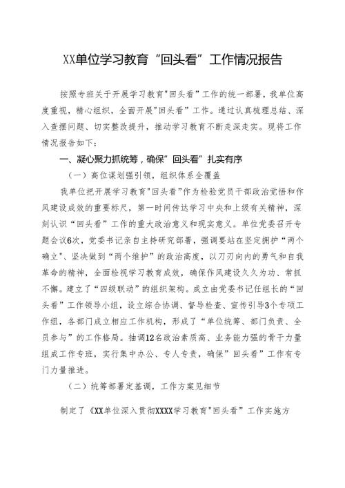 领导班子2025年学习教育“回头看”情况汇报资料合集.docx