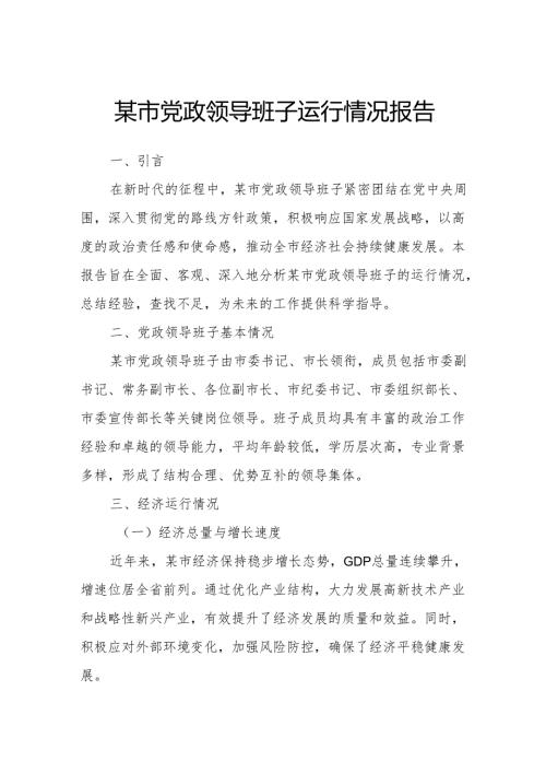 某市党政领导班子运行情况报告.docx