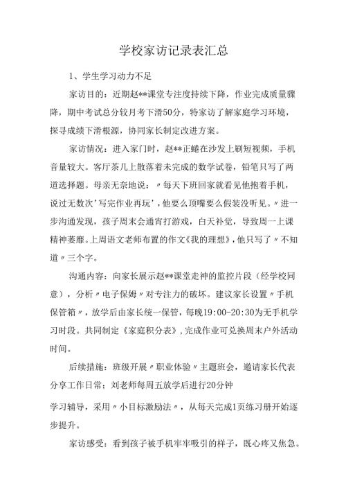 学校家访记录表汇总.docx