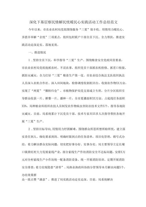 深化下基层察民情解民忧暖民心实践活动工作总结范文.docx