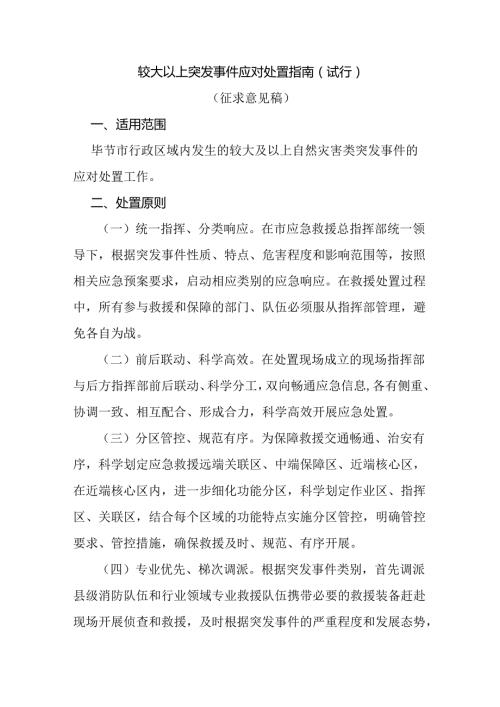 较大以上突发事件应对处置指南（试行）（征求意见稿）.docx