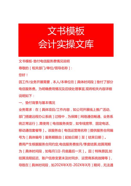 文书模板-垫付电信服务费情况说明.docx
