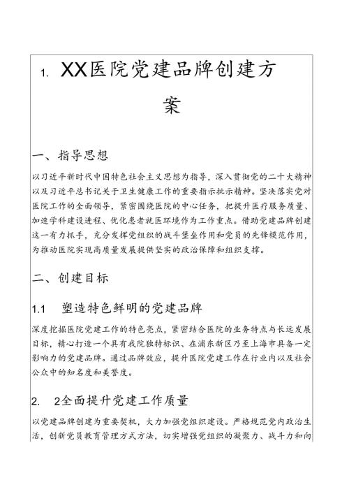 1.XX 医院党建品牌创建方案.docx