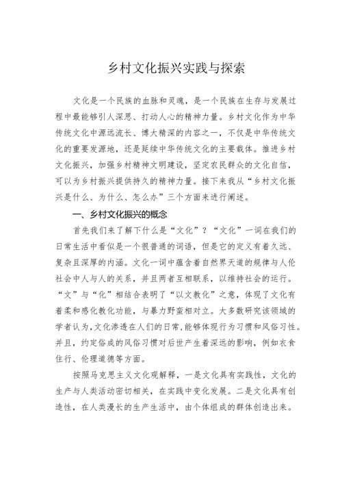 乡村文化振兴实践与探索.docx