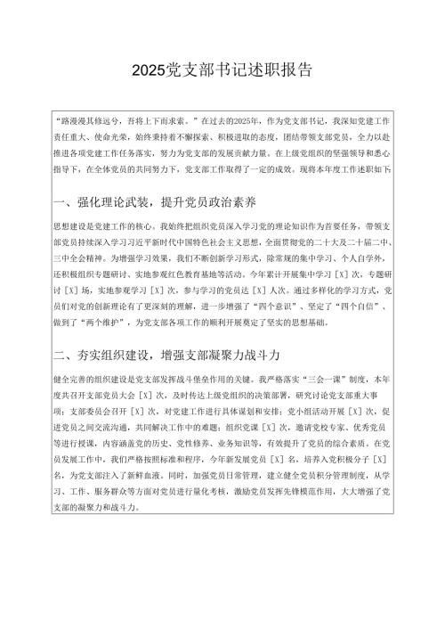 2025党支部书记述职报告 .docx
