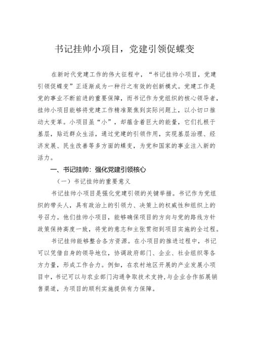书记挂帅小项目党建引领促蝶变.docx