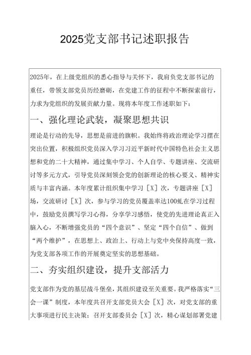 2025党支部书记述职报告 (精选).docx