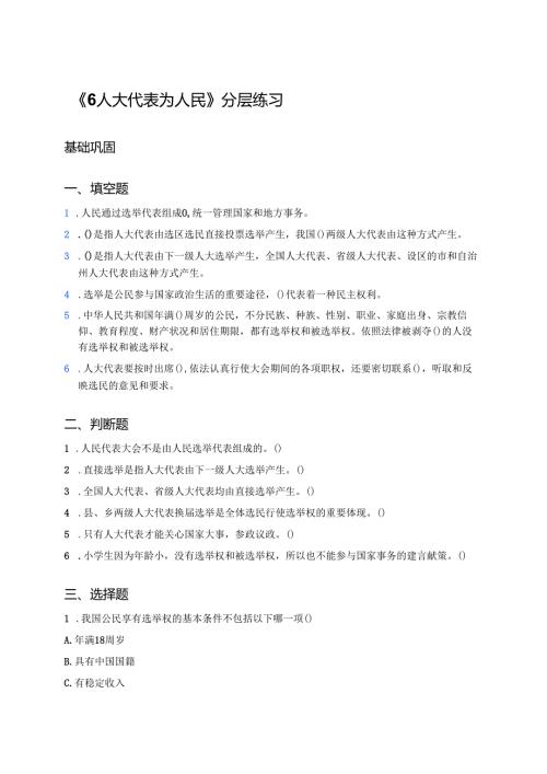 《6 人大代表为人民》分层练习.docx