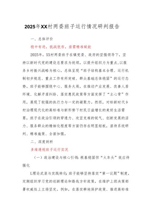 2025年XX村两委班子运行情况研判报告.docx