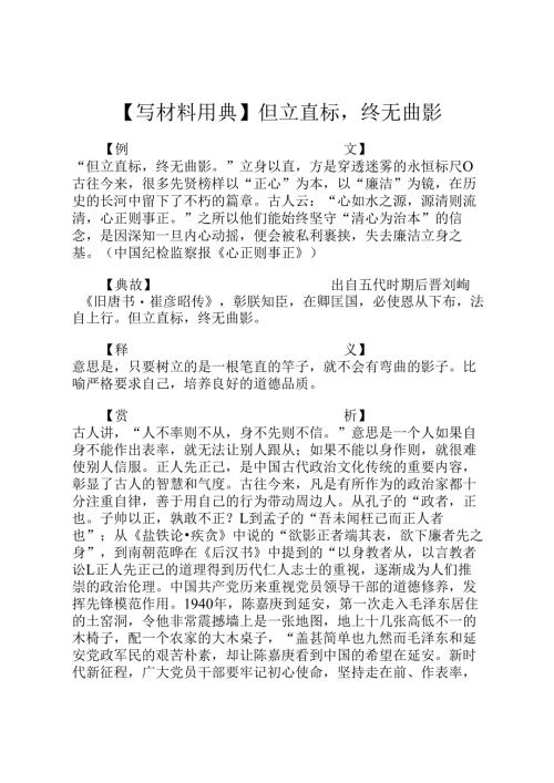 【写材料用典】但立直标终无曲影.docx