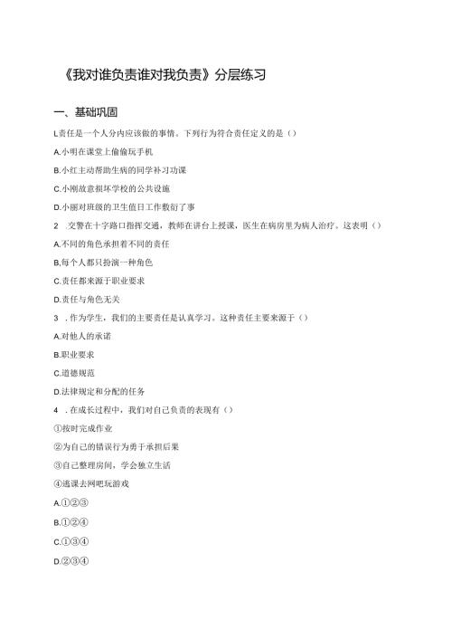《我对谁负责 谁对我负责》分层练习.docx